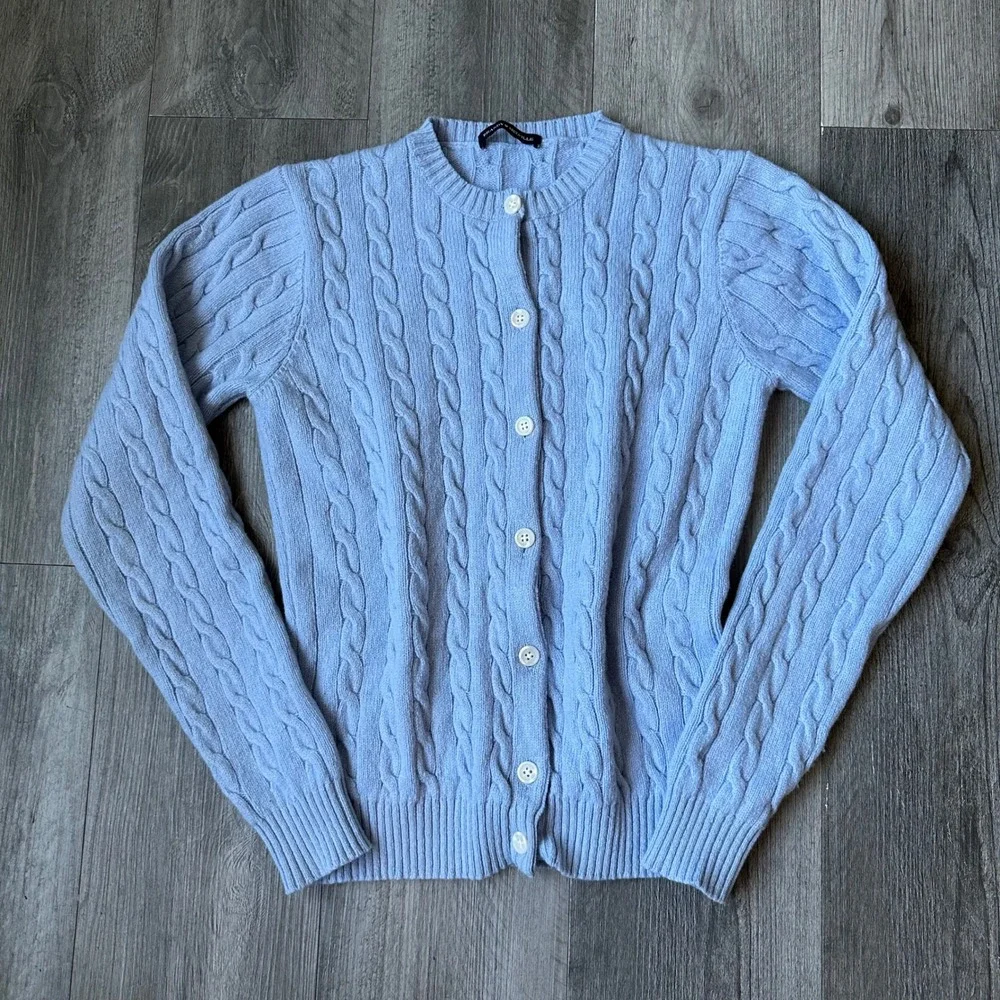 Brandy Melville Light Blue Cable Knit Cardigan Button Front xs